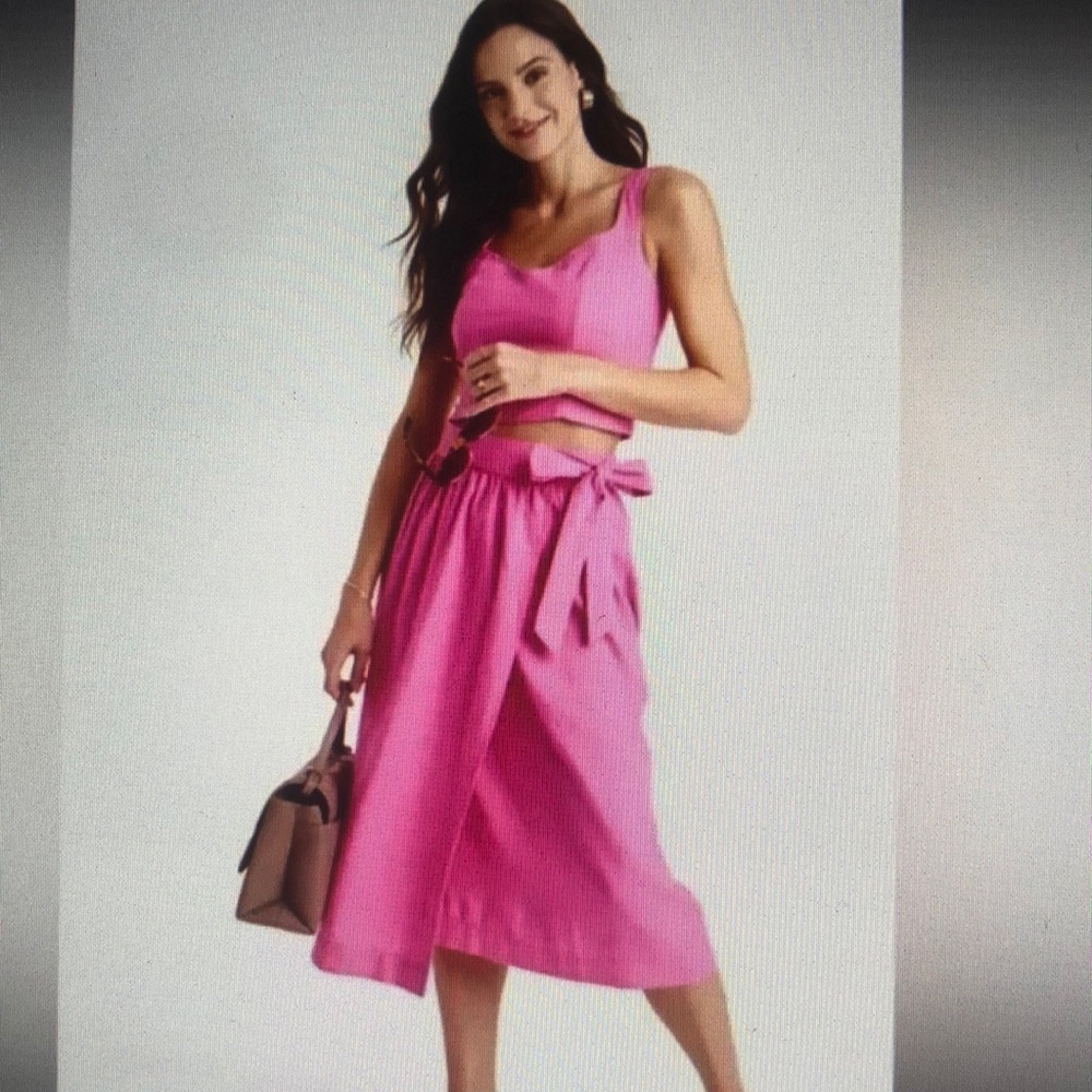 A New Day Pink Wrap Midi Skirt